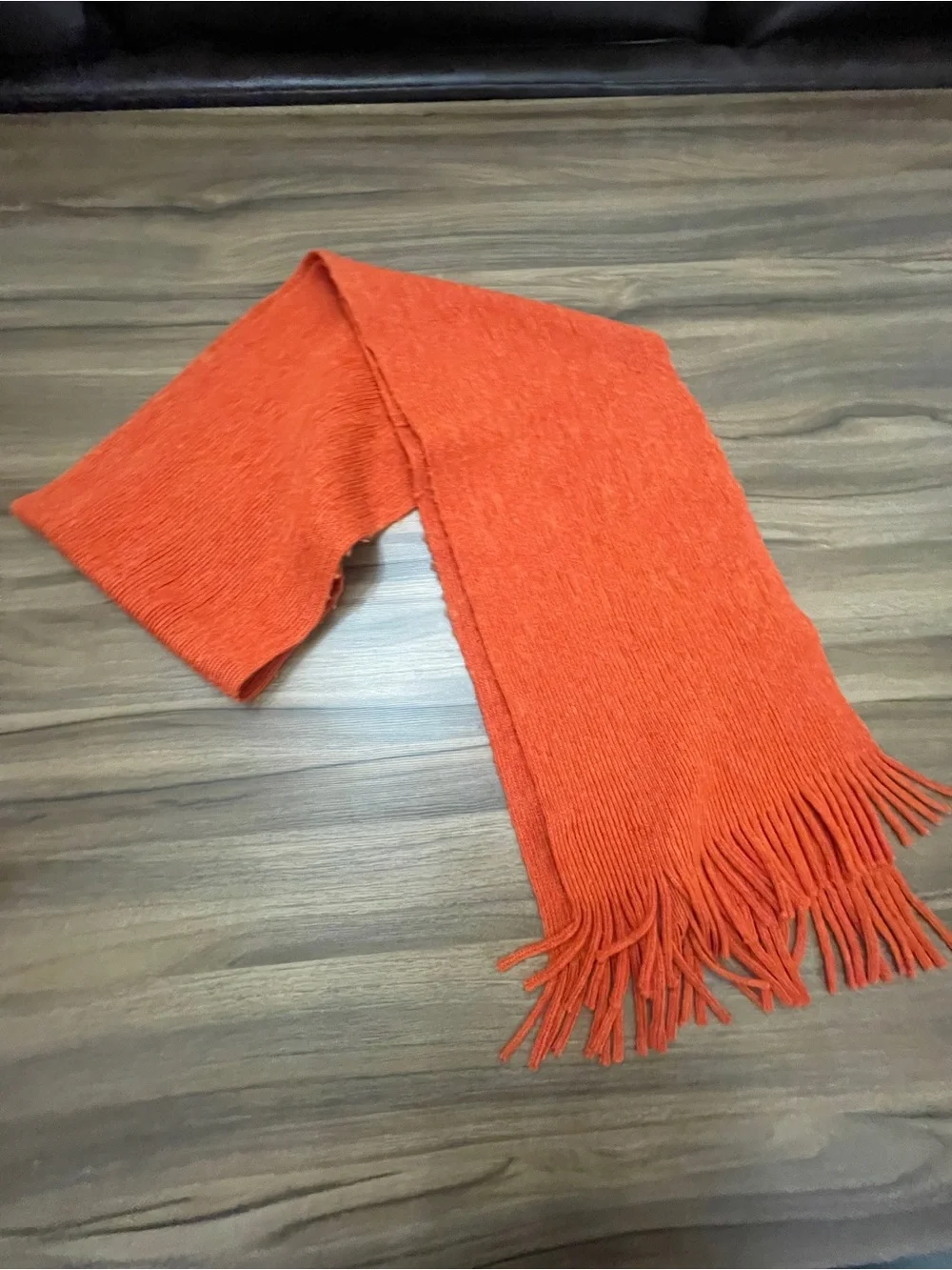 Ralph Lauren Coral-Orange Merino Wool Fringed Preppy Scarf Unisex